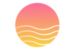 A graphic of a stylized sun setting over wavy lines, blending warm hues of yellow, orange, and pink, evoking the serene and picturesque atmosphere of a Key West sunset cruise.